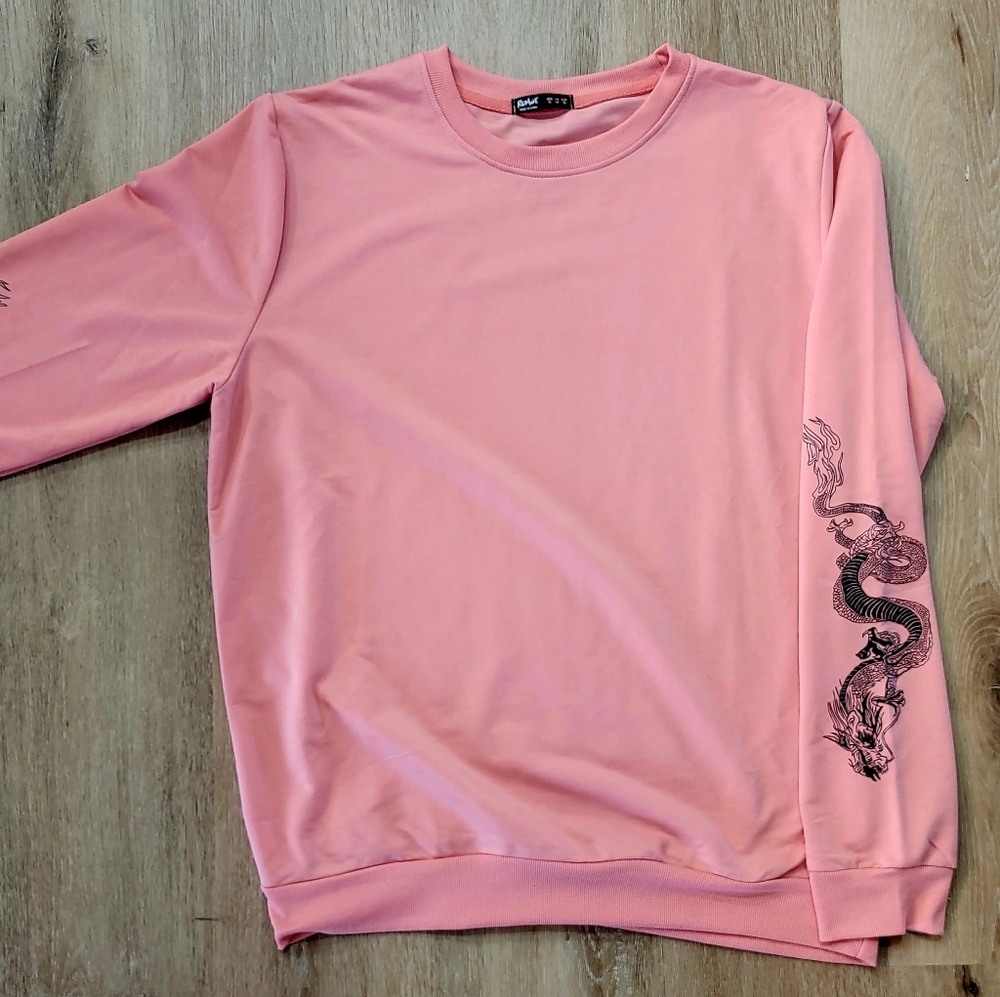 Pink Long Sleeve, w/ dragon design down both arms.
